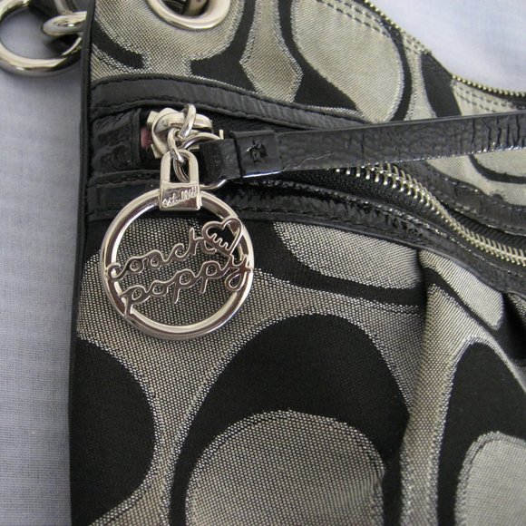 Authentic COACH Poppy Moonlight Crossbody Signature Bag, Black Gray #17047 - Picture 10 of 13